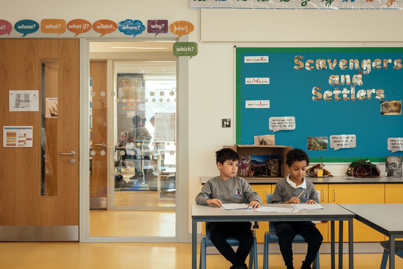 Royal Wharf Primary School children in the classroom