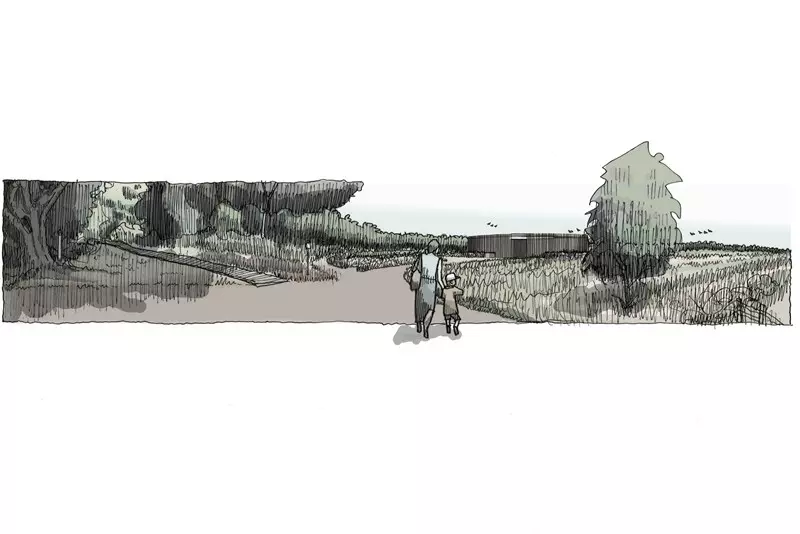 Proposals looking toward the Orientation Centre from the head of Lady Anne's Drive