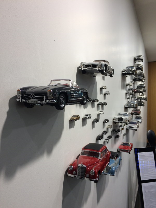 Exhibition of toy cars at Mercedes Benz plant in Berlin.