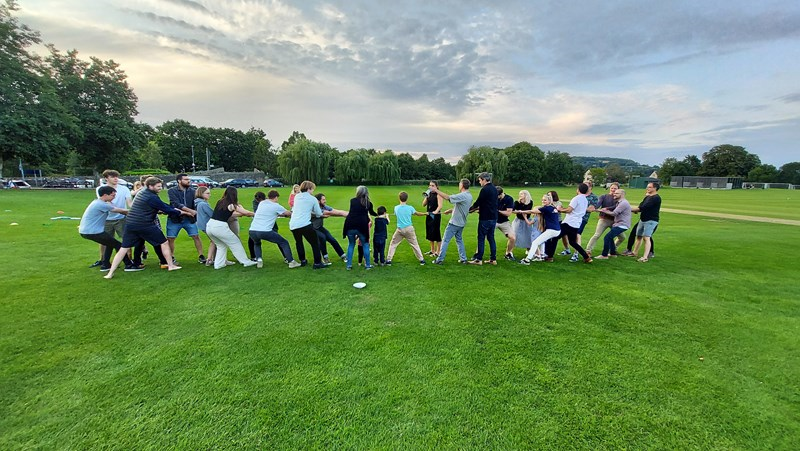 Tug of war at the office summer party 