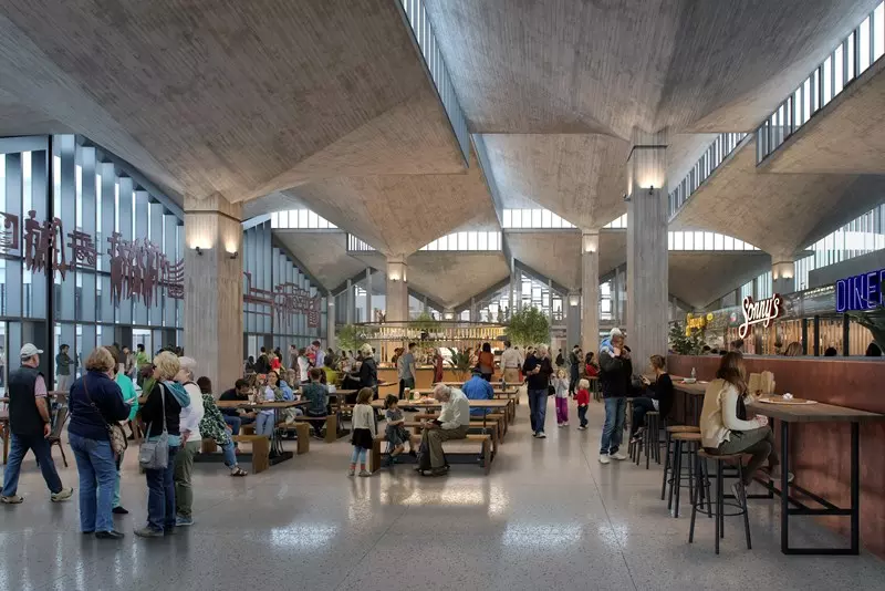 Artists impression of the proposed foodhall at Queensgate Market, Huddersfield
