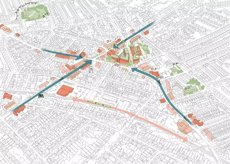 One Chorlton Housing and shopping centre - masterplan diagram