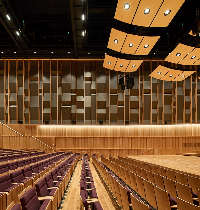 acoustic linings of concert hall at Royal Birmingham conservatoire